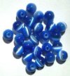 25 8mm Round Light Sapphire Fiber Optic Cats Eye Beads